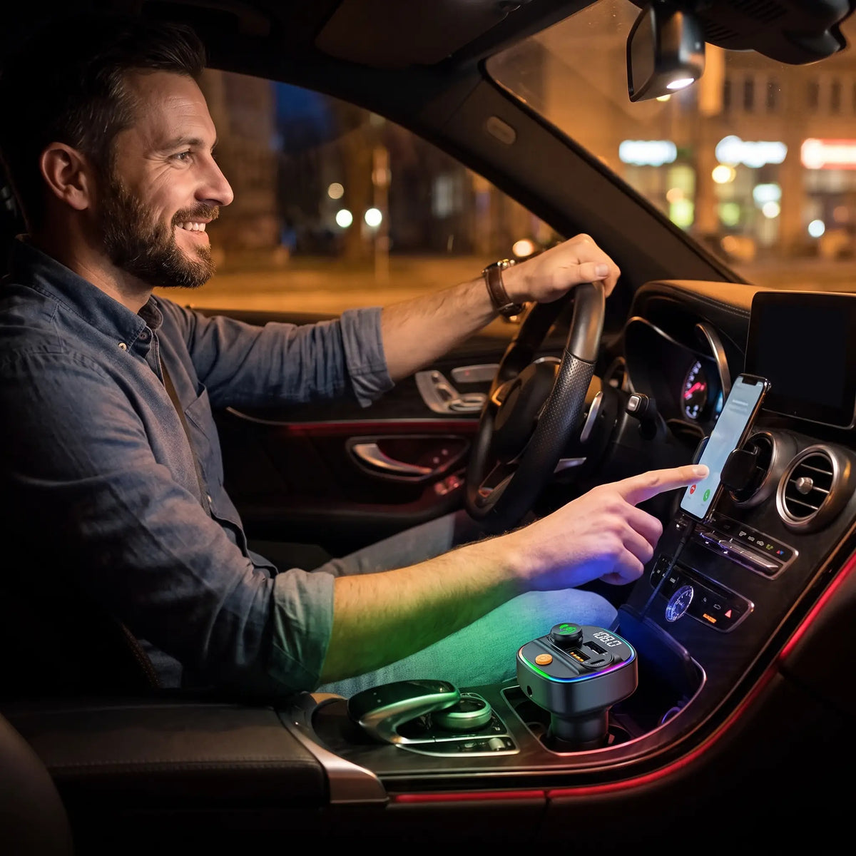 Transmetteur fm bluetooth | Charge Rapide 22,5W - Interieur de notre auto
