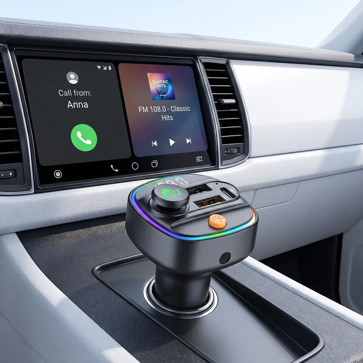 Transmetteur fm bluetooth | Charge Rapide 22,5W - Interieur de notre auto
